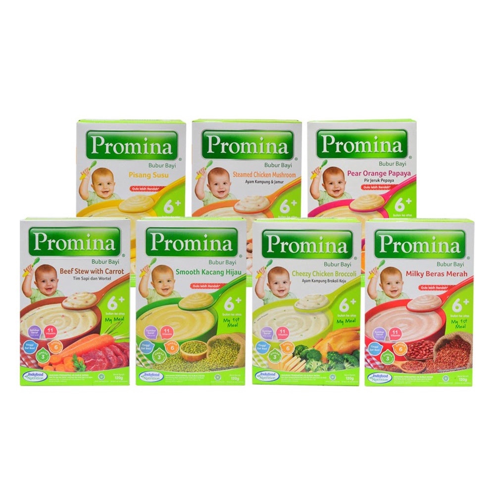 Promina Bubur Bayi 6 + (120 gr) dan 8 + (100 gr ) Bubur Susu Bubur Bayi Instan