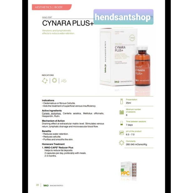 Inno Tds Cynara Plus (Injeksi Slimming/Kurus/Selulit/Gembyor/Retensi air Best Seller)