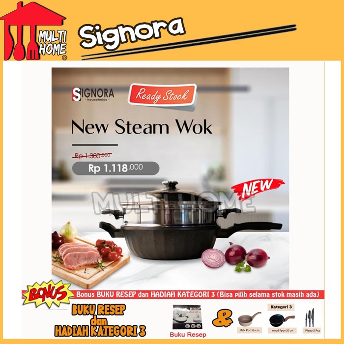 SIGNORA New Steam Wok 32 CM + Bonus Kategori 3