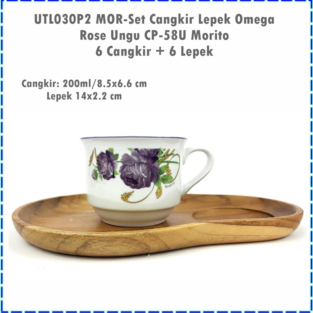 UTL030P2 Set Cangkir Lepek Omega Rose Ungu CP-58U Morito