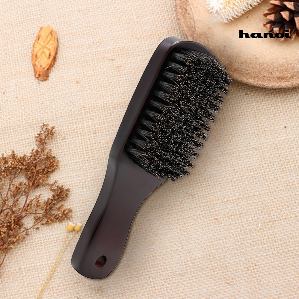 HQTM_Mustache Brush Skin-friendly Brownish Black Wooden Handle Hair Styling Comb Shaving Tools for Men