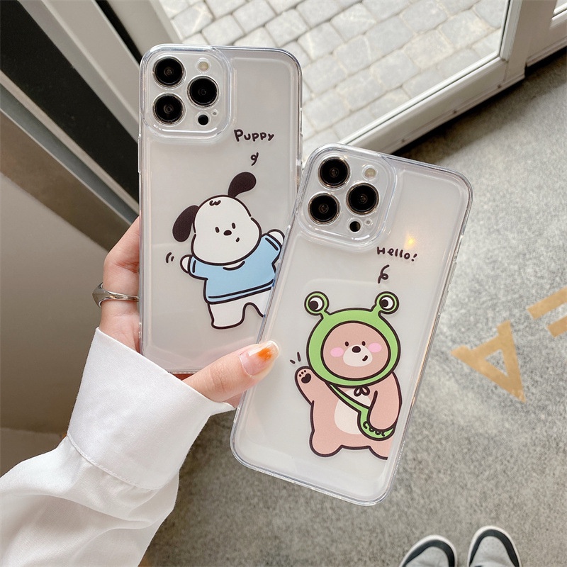 Ins Soft Case Silikon Transparan Motif Kartun Hewan Untuk iPhone 7 8 PLUS X XR XS 11 12 13 14 PRO MAX SE