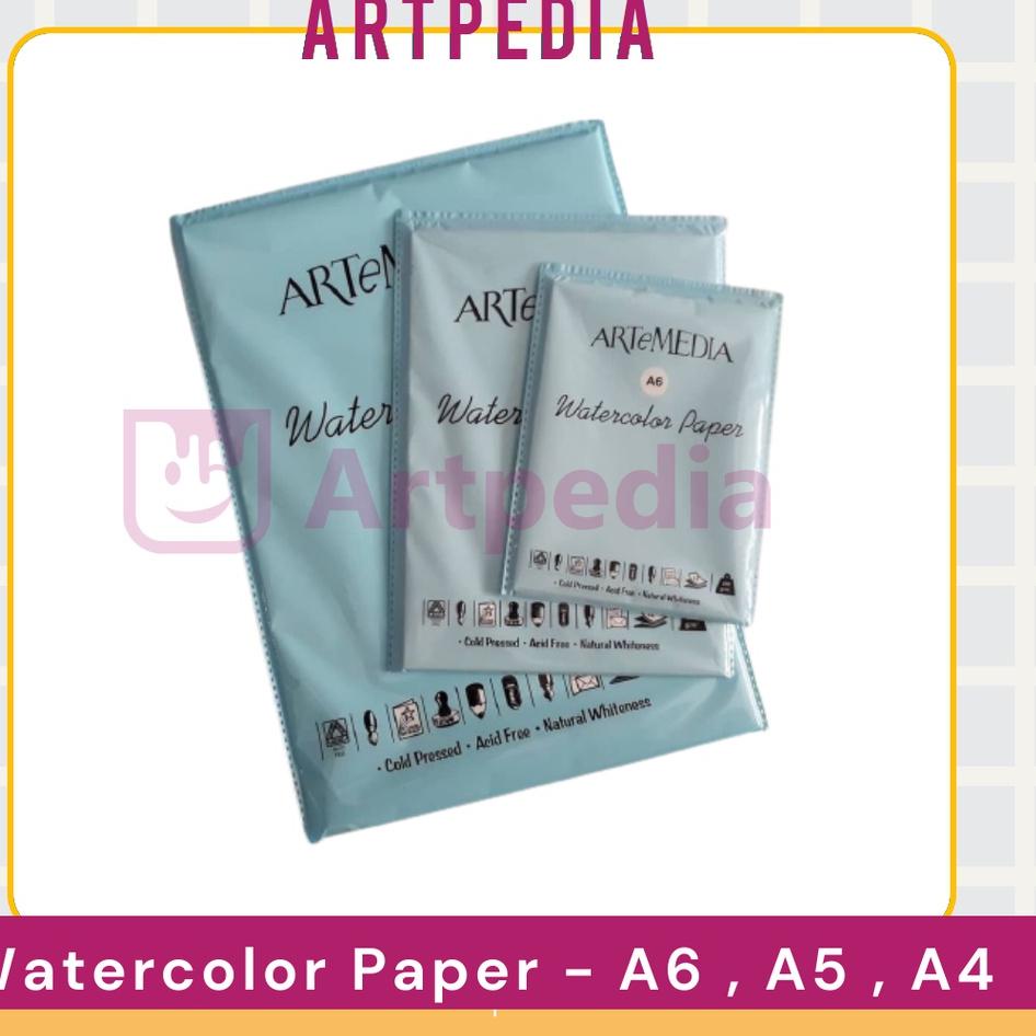 

Laris PNIJB ARTeMEDIA Watercolor Paper A6 , A5 , A4 / Buku Khusus cat Air - Watercolour Paper 66 Buruan Beli