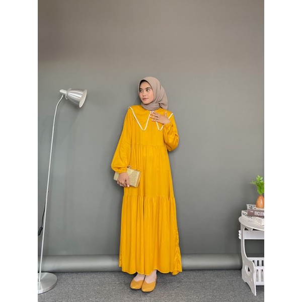 Midi Dress Katun Rayon Twill Premium Busui Ld 110