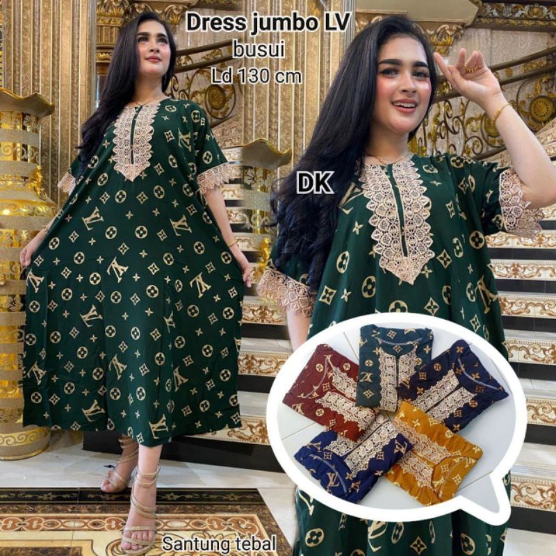 Daster Arab Jumbo LD 130 Daster LV Rayon super Resleting Depan Busui Tali Samping