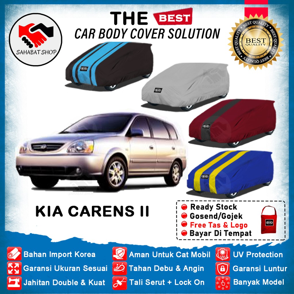 Sahabat Body Cover Mobil Kia Carens / Sarung Penutup Kia Carens ll Outdoor 2006 2007 2008 2009 2010 2011 2012 2013 / Selimut Tutup Mantel Penutup Kerodong Jas Kerudung Kelambu Mantol Terpal Tutupan Tudung Pelindung Kia Carens 2 Anti Air Model Biru