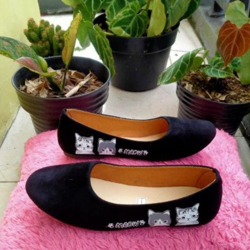 promo platshoes murah!!! platshoes anak perempuan gambar kucing meow ukuran 31/35