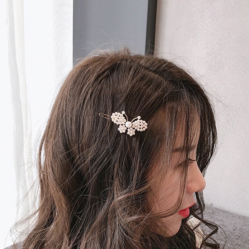 Jepit Rambut Hairclip Model Barrette Dengan Mutiara Gaya Korea Untuk Wanita Hairpin