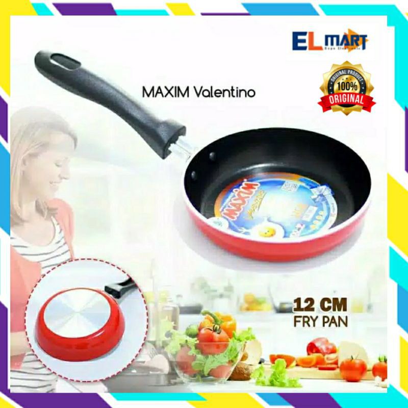 Maxim valentino fry pan non stick 12cm - 12  cm wajan penggorengan teflon ceplok telor