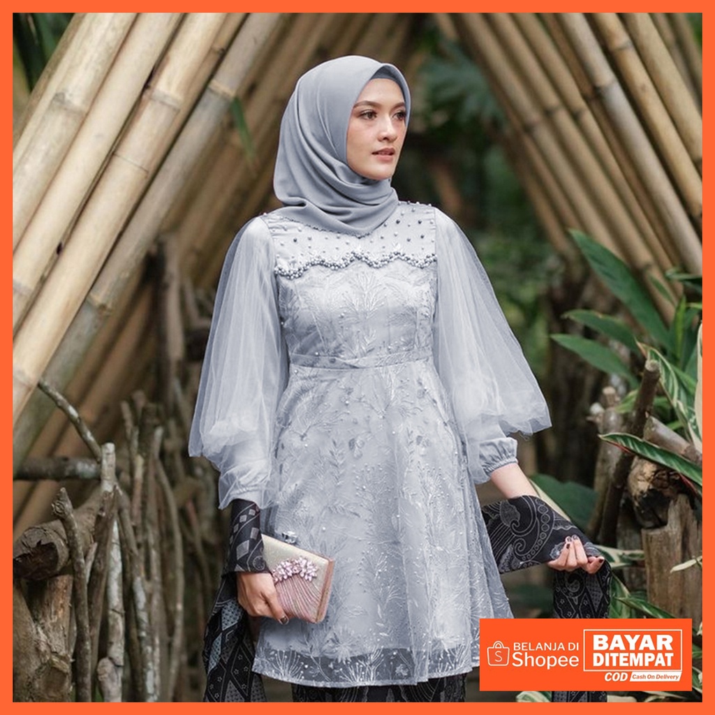 Kebaya Brukat Kebaya Kurung Brukat Kebaya Tunik Brukat Kebaya Modern Kebaya Wisuda Termurah Atasan Kebaya Murah-Aurel Grey