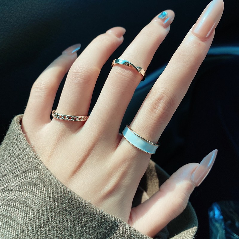 Cincin Fashion Korea Simple Joker Adjustable Finger Ring Untuk Wanita Hadiah Rings Set