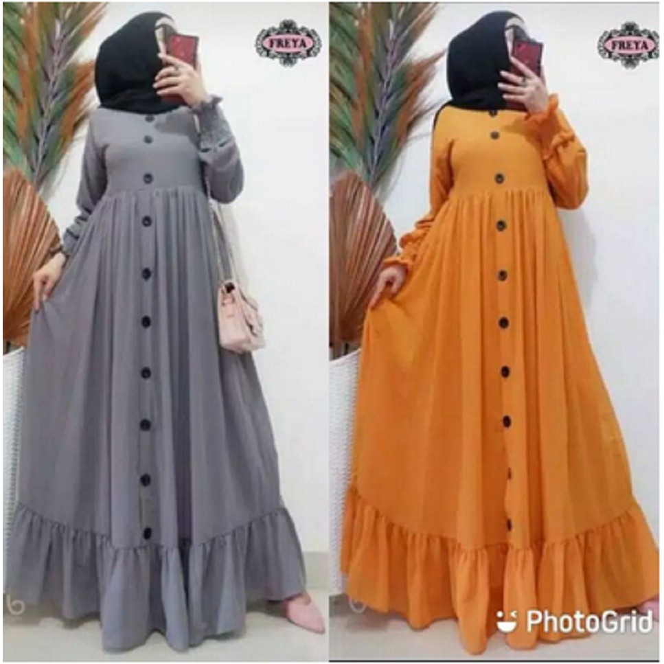 lemon skin alesha dress  gamis ALESHA  sISIL MAXY size Jumbo bahan Fiber Lemon Tebal melar adem