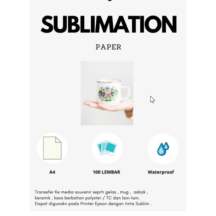 Kertas Sublim Sublimation Paper Ukuran A4