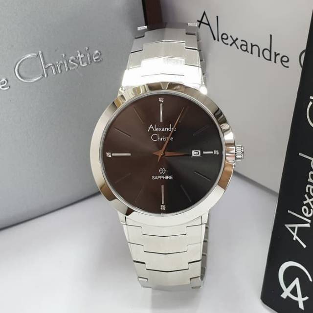 JAM TANGAN PRIA ALEXANDRE CHRISTIE AC 8586 SILVER BLACK ORIGINAL