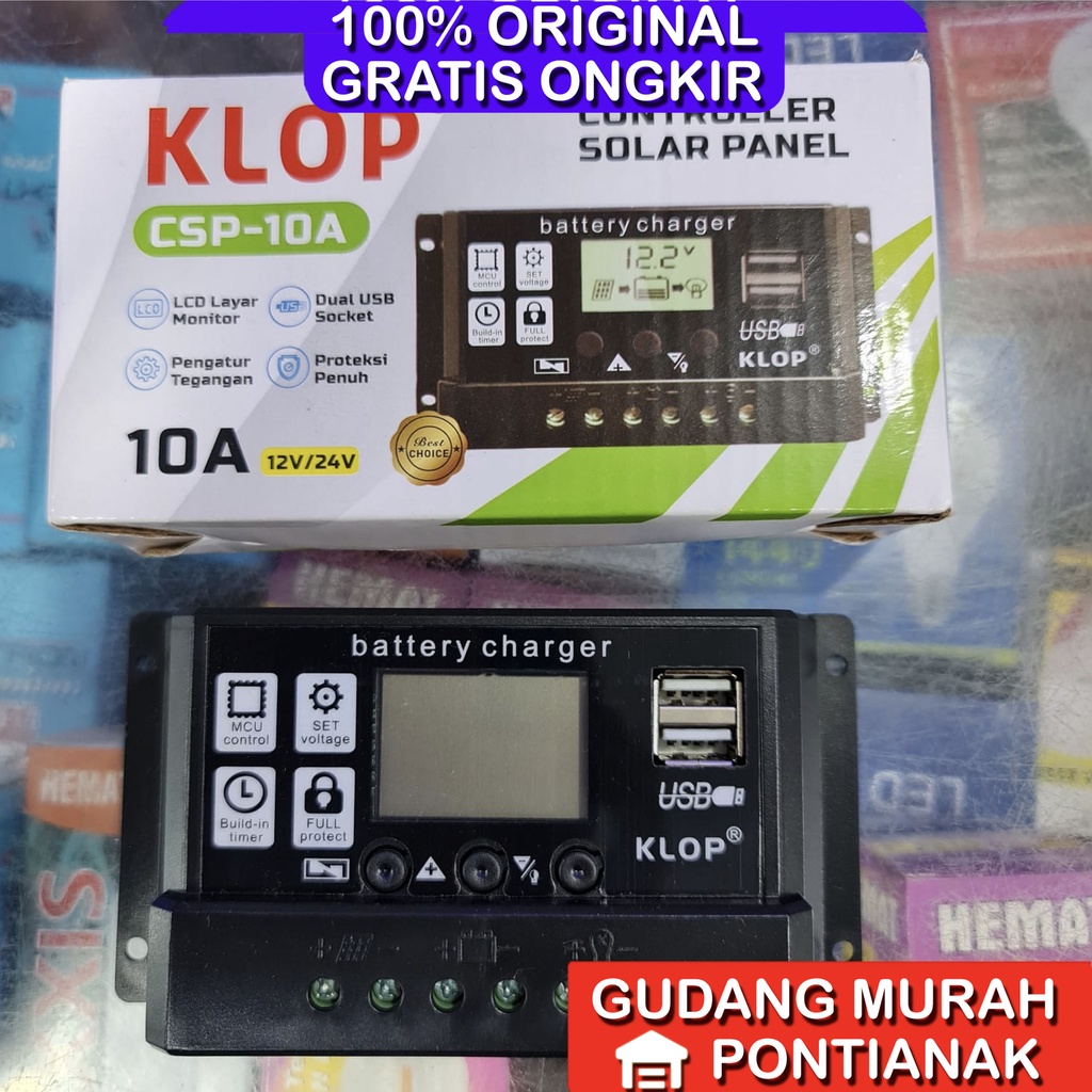 Controller 10A Panel Surya Sollar Charger Controler kontrol pengecas aki KLOP