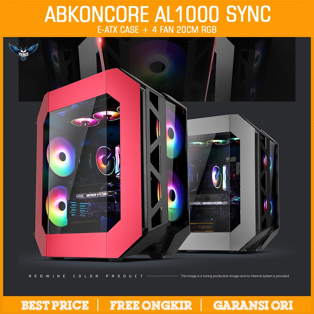 CASING / CASE PC GAMING ABKONCORE AL1000 SYNC RED WINE 4FAN RGB 200MM