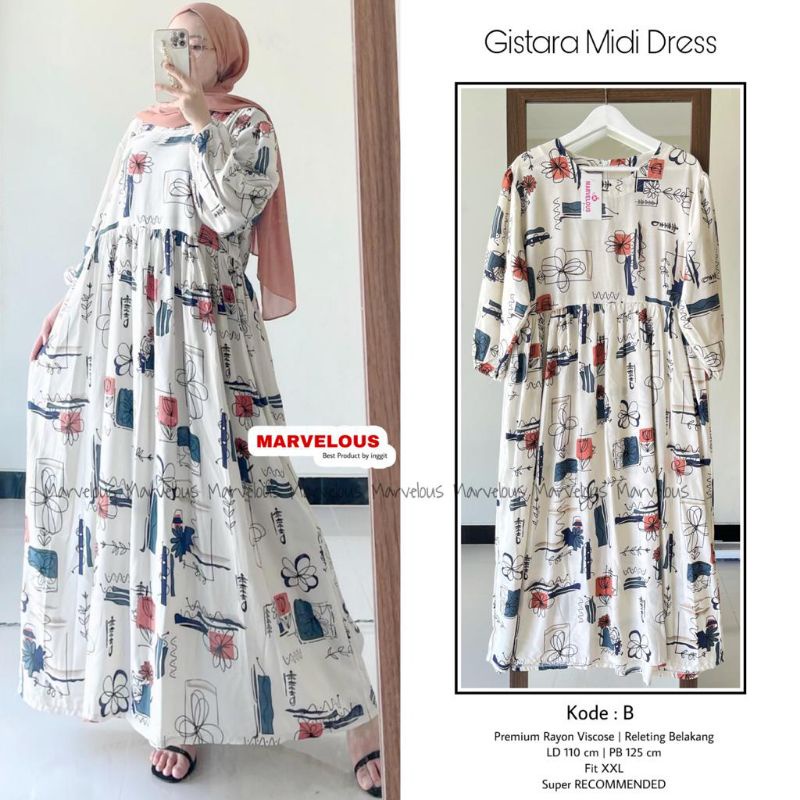 GISTARA MIDI DRESS BY MARVELOUS (DRESS MUSLIMAH) Midi dress premium rekomended