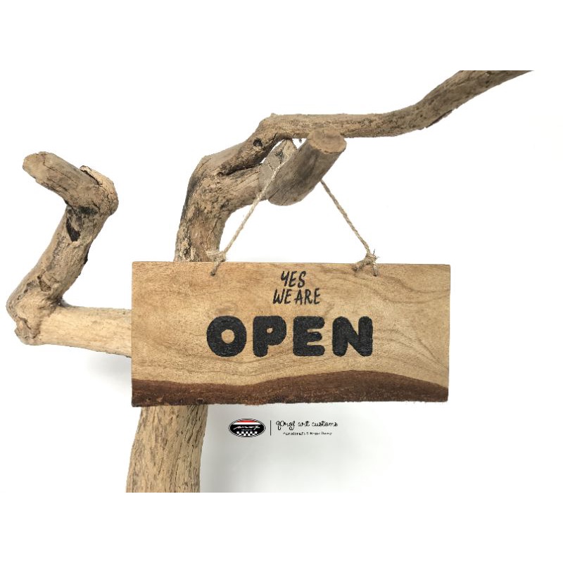 wood sign open close / perlengkapan toko / perlengkapan cafe / tanda pintu kayu / open close wood / 