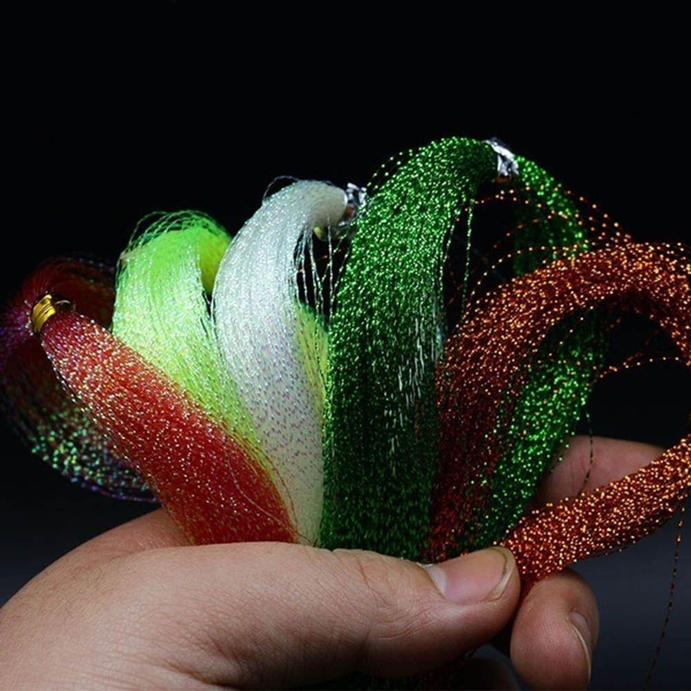 Lanfy Flash Tinsel Jig Outdoor Twisted Flys Lures Streamer Trout Hologram Untuk Mengikat Jig Hook Lures
