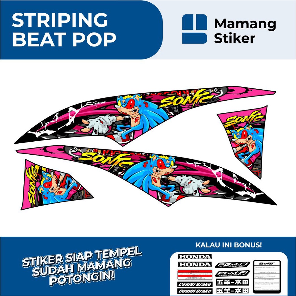 STRIPING HONDA BEAT POP FULL BODY VARIASI 15 SONIC ZOMBIE/STIKER BEAT POP FI ORIGINAL/STICKER BEAT P