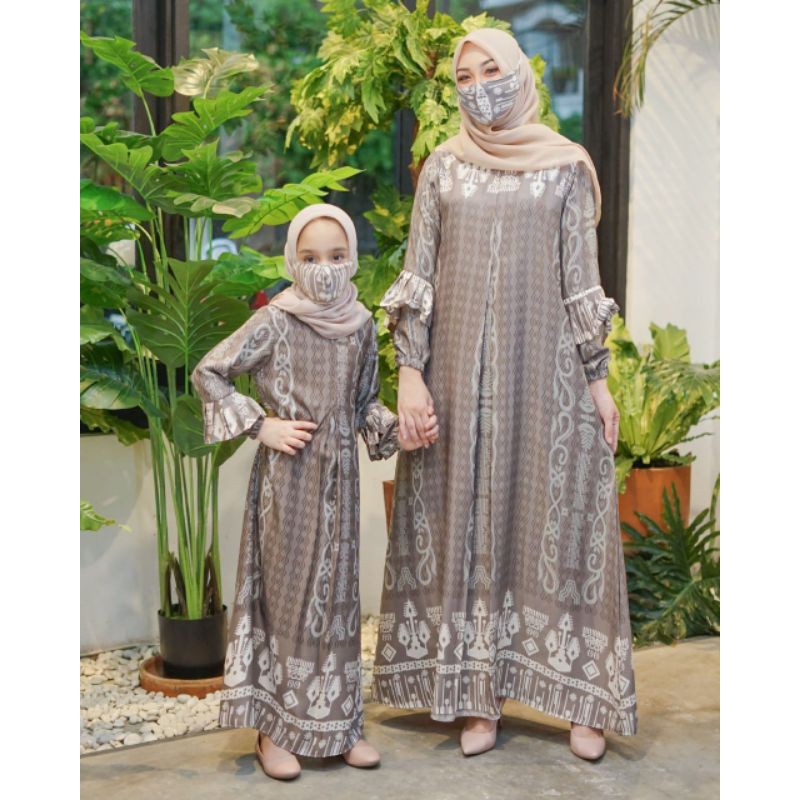gamis couple motif ibu dan anak cantik simple dan elegan