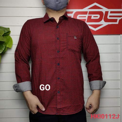 BB CDL By (CARDINAL) Pakaian Pria Kemeja Hem Casual Slimfit Lengan Panjang Motif Distro Original