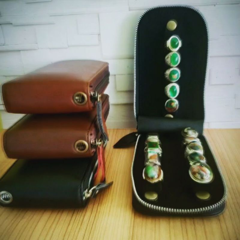 Terlaris... Bisa COD... Tas batu akik dompet batu 3 slot 3 slongsong asli kulit domba premium
