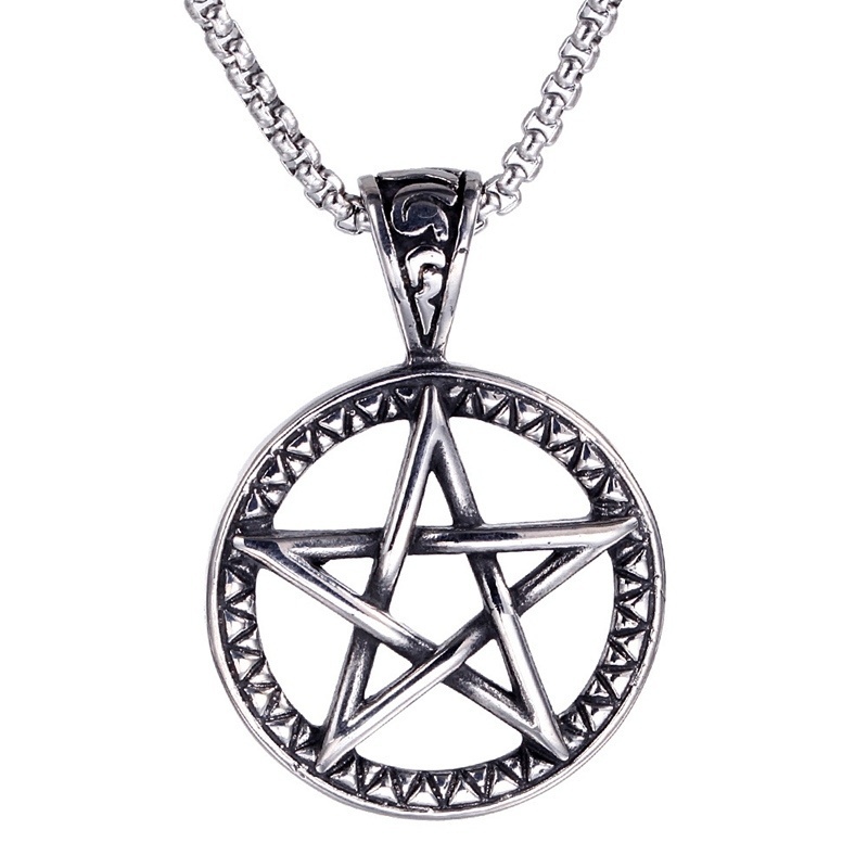 Kalung Rantai Dengan Liontin Bintang Pentagram Untuk Wanita