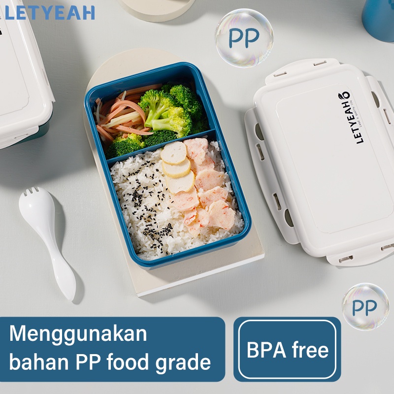 letyeah 1100ml Kotak bekal makan 2 sekat /lunch box set anti tumpah botol minum 360ml /BPA free