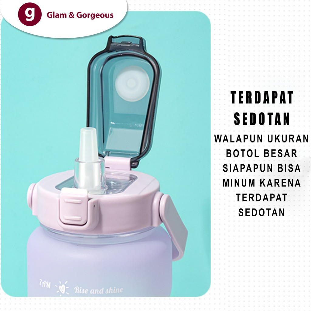 Botol Minum Motivasi dengan Penanda Waktu Kapasitas Besar - BP001