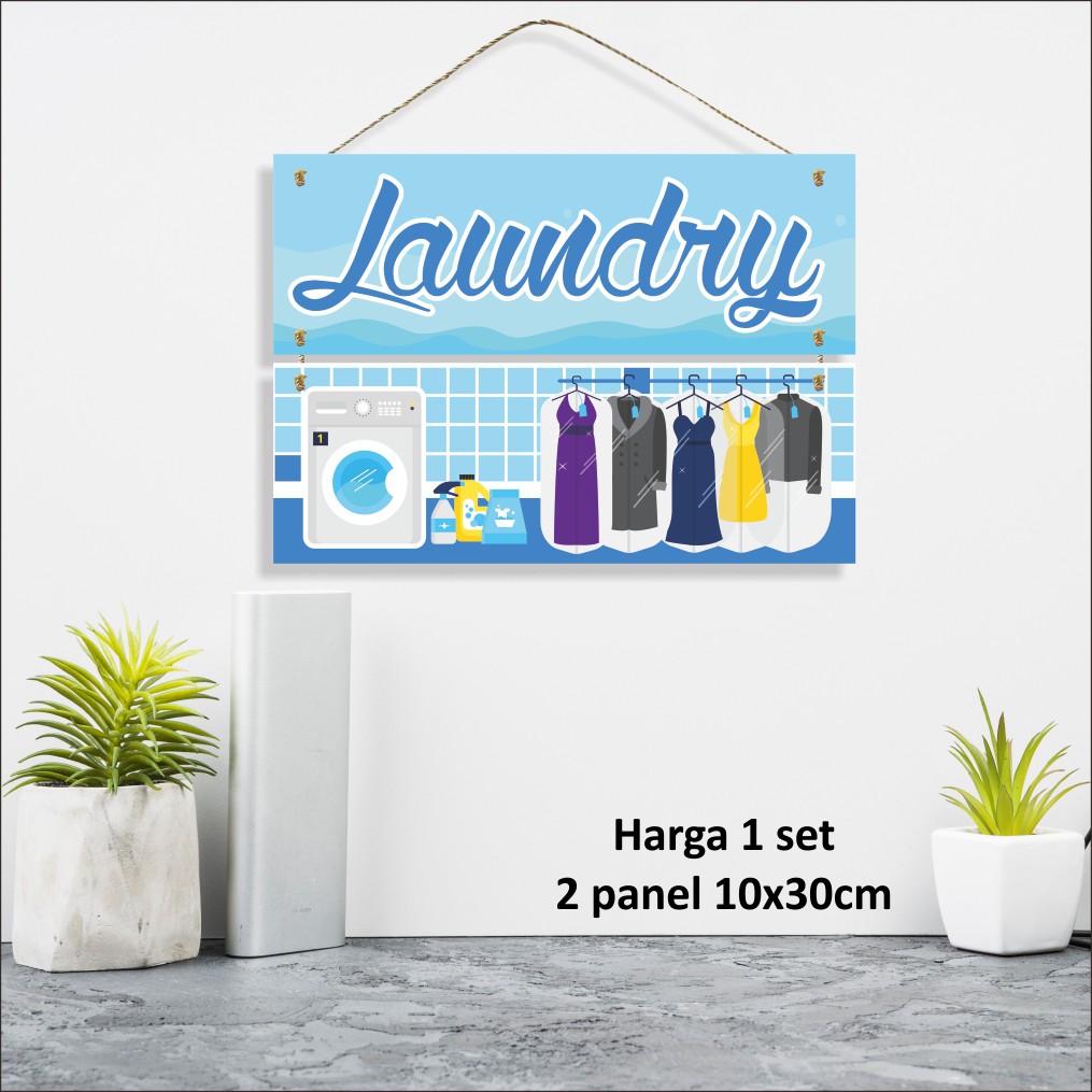 IDE416- Hiasan dinding Dekorasi rumah,kamar,ruang tamu Poster Kayu LAUNDRY