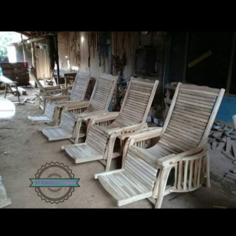 Kursi malas kayu jati - Kursi teras hias/kolam renang mentahan