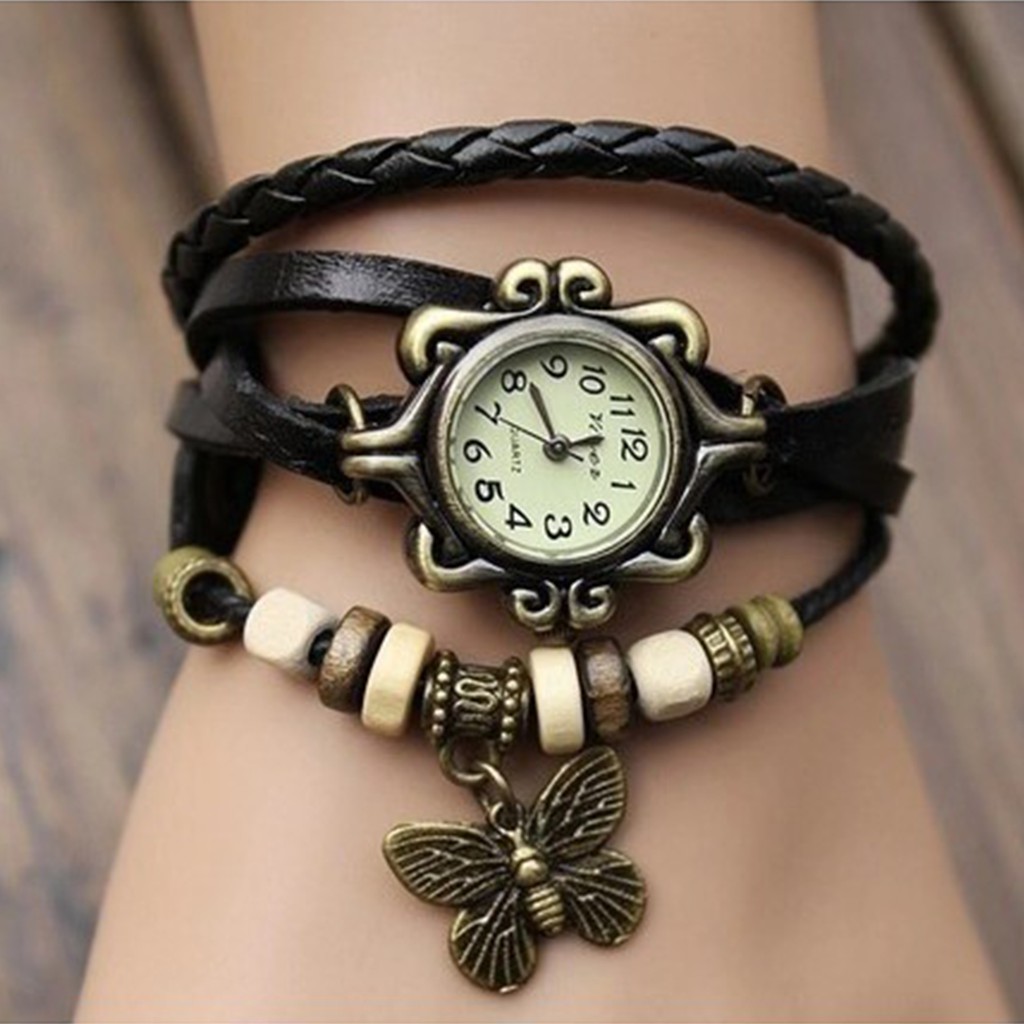 [✅COD] Jam Tangan Gelang Tali Vintage Watch Aksesoris Fashion Korean Style Wanita Cewek Anti Air Murah Couple Original