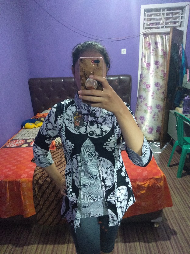 Blus Monokrom Kombi Shiella Batik Devina #6 Atasan Kerja Blouse Layer Davina Monochrome Belah