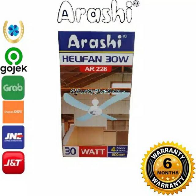 ARASHI kipas gantung heli fan 30w - long size - 4 daun kipas - garansi resmi