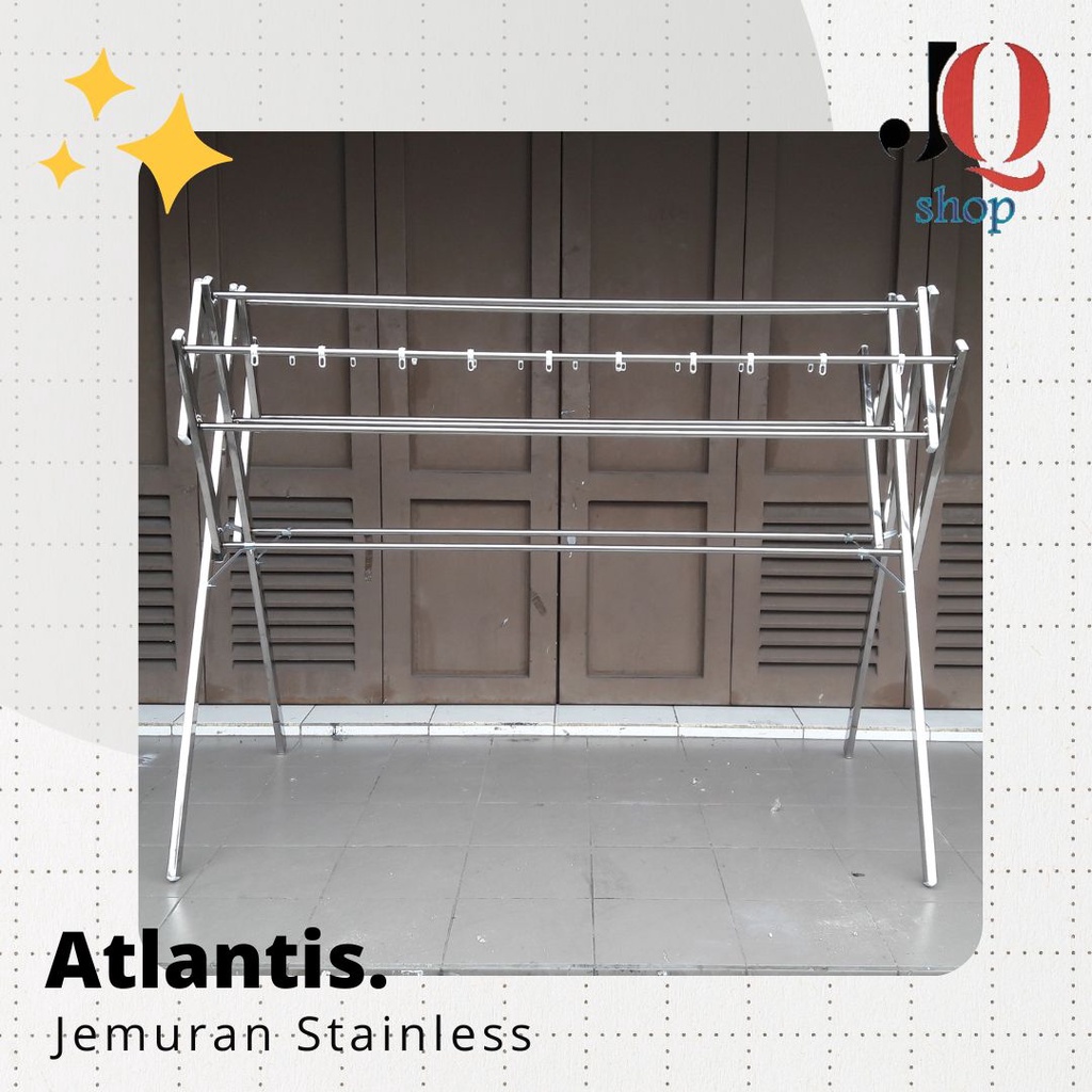 Jemuran Baju Stainless Tiang Besar Kotak - Anti Karat - Kokoh