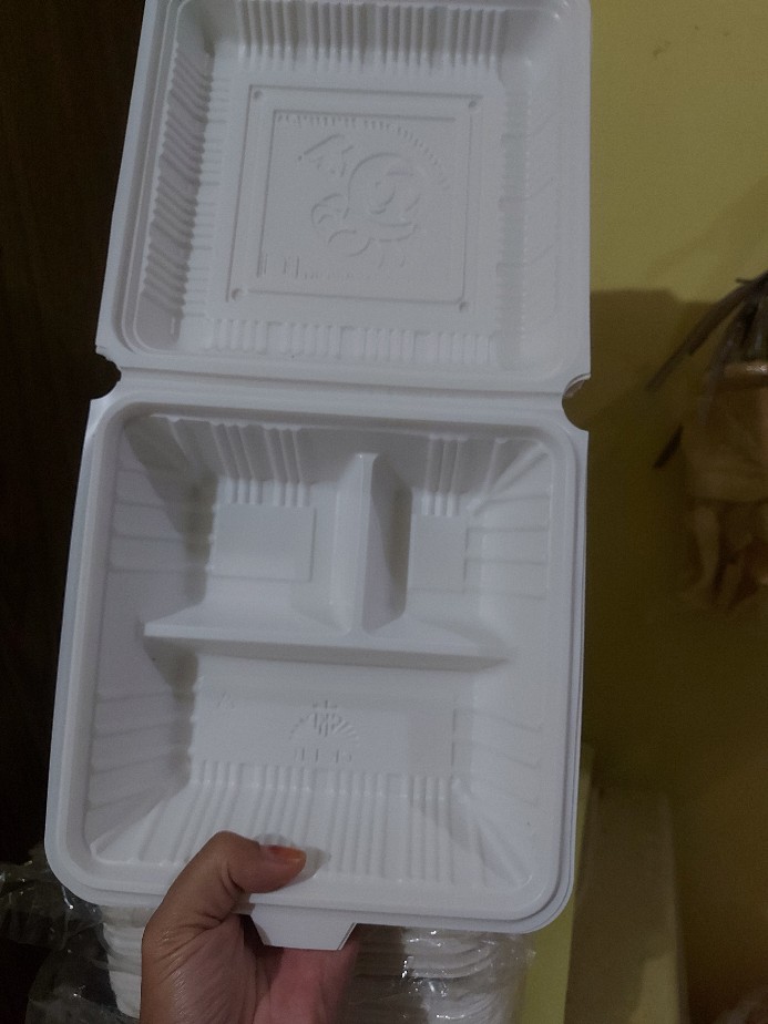 [ Meal Box Sekat 1b ] Tempat Wadah Kemasan Makanan Tahan Panas Putih