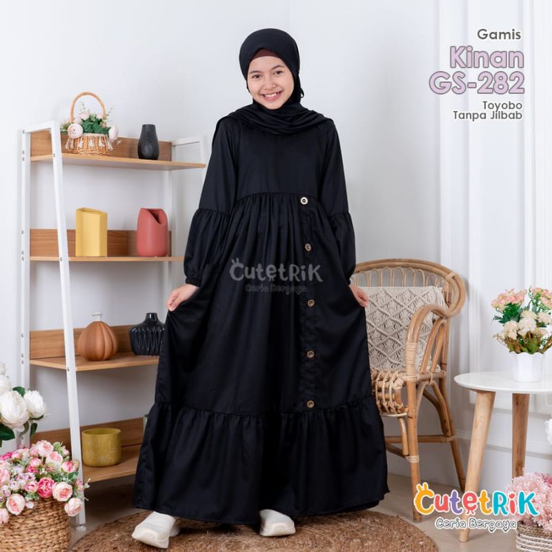 Gamis hitam anak perempuan / gamis couple ibu dan anak / baju anak perempuan  / gamis kekinian cutet