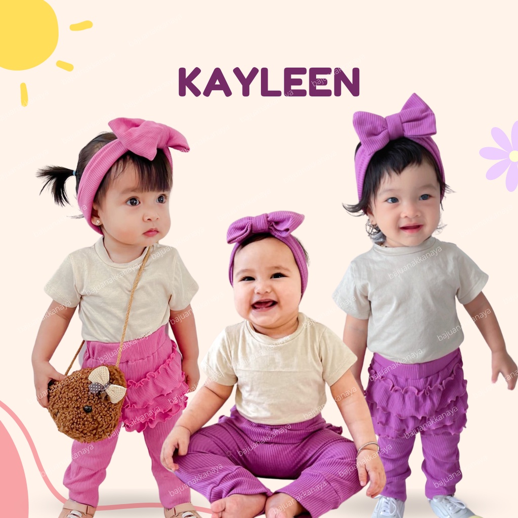 3-18 BLN SETELAN BAYI KAYLEEN FREE HEADBAND SETELAN BAYI PEREMPUAN PREMIUM by MYBEE (SNI) VERSI 2