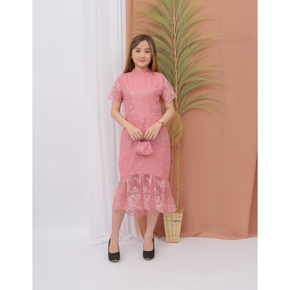 RED LOVE 136/(TERMURAH) /DRESS TILE MUTIARA TERBARU / DRESS FASHIEN TERBARU /BAJU DRESS PESTA TERBARU/DRESS KEUNDANGAN/TUNIK TILE TERBARU/ TUNIK PESTA