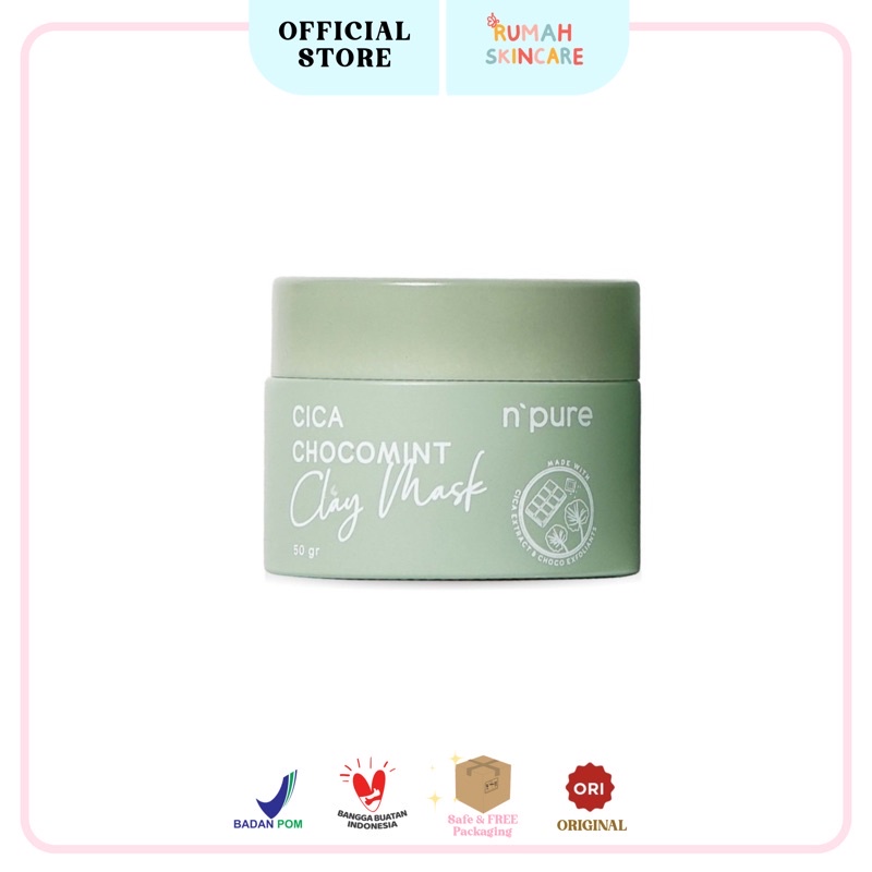 NPURE Chocomint Clay Mask Centella Asiatica 50gr (CICA series) Masker Wajah, Scrub Wajah