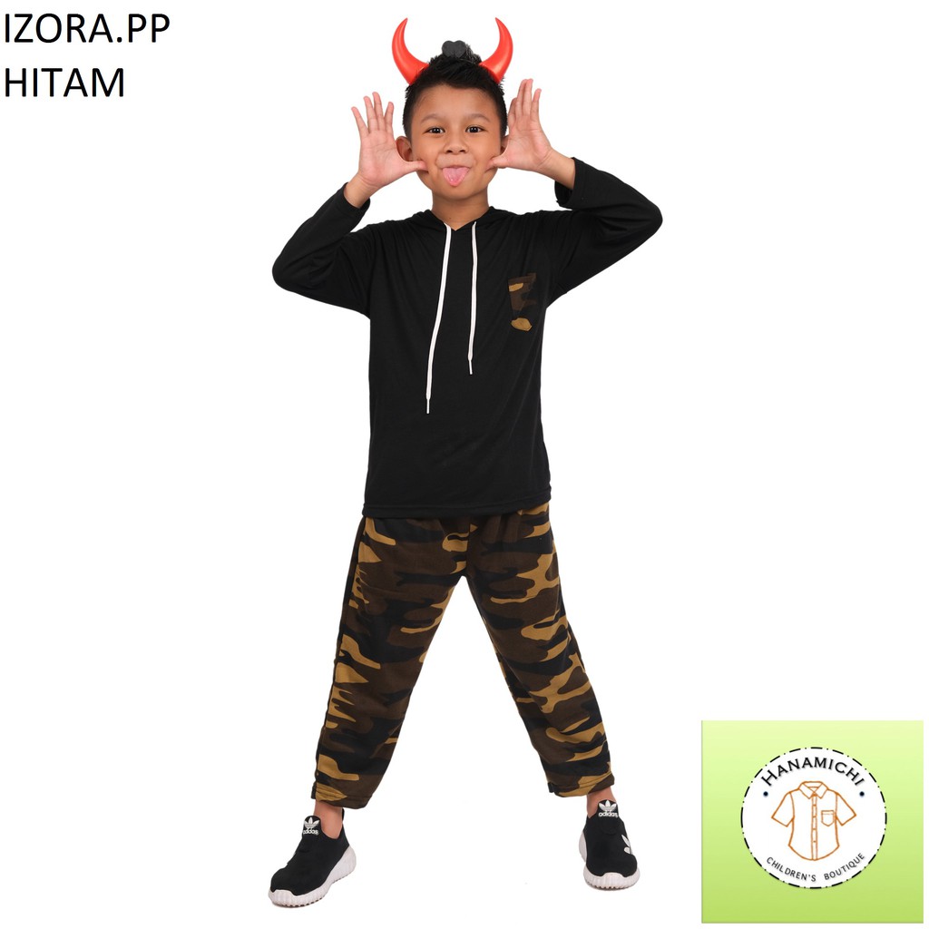 Hanamichi IZORA.PP Setelan Anak Hoodie Motif Camo Lengan Panjang