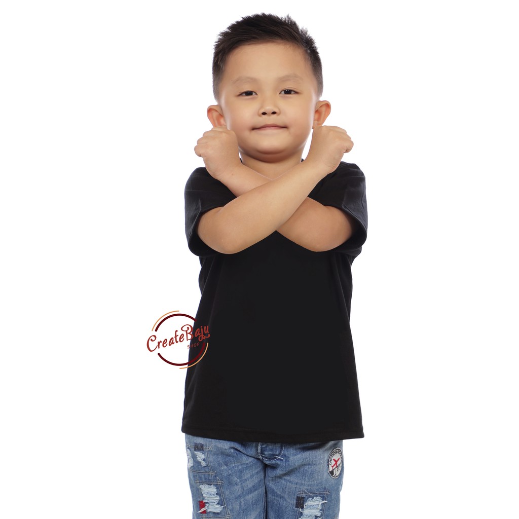 KAOS ANAK POLOS MURAH 1-7 TAHUN HITAM BAJU ATASAN ANAK LAKI POLOS BAHAN KATUN LENGAN PENDEK