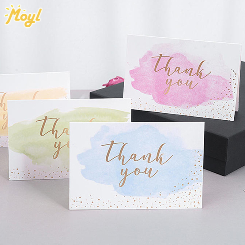 [Ready Stock] 6pcs Korean Creative Bronzing THANK YOU Card Syukuran Liburan Pesan Wish Kartu Ucapan Dengan Amplop Happy New Year