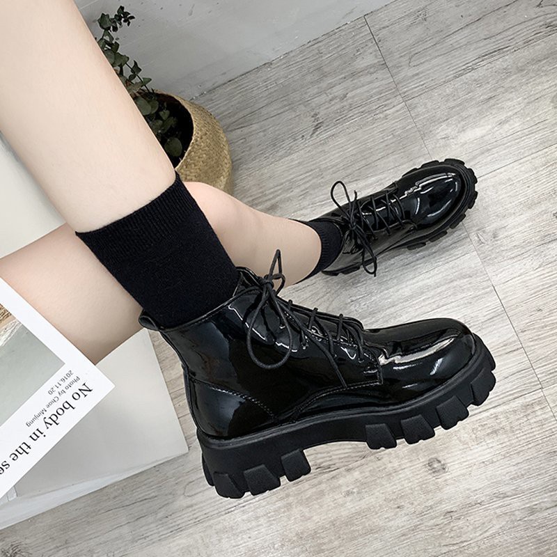 AVANCEID 1827 Sepatu Sneakers Boots Wanita Docmart Hitam Import