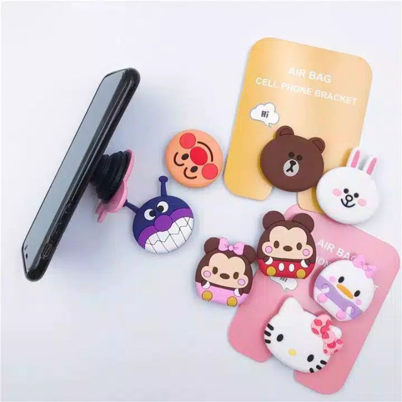 CARTOON GRIPTOK 3D/PHONE HOLDER PVC/POPSOCKET HP 3D/POP SOCKET/DORAEMON/CAT/AVENGER/PANDA/RING/ELMO