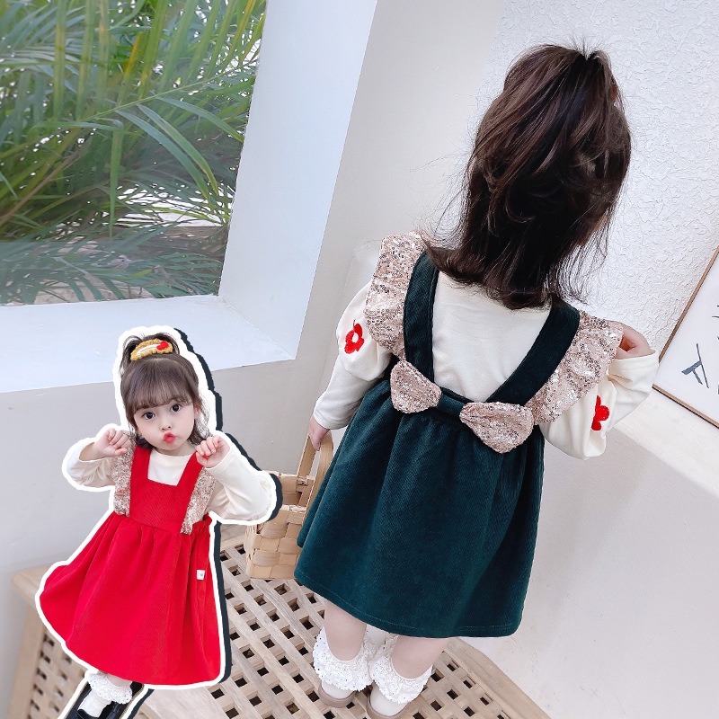 DK65 NEW Dress anak Korean pita floral