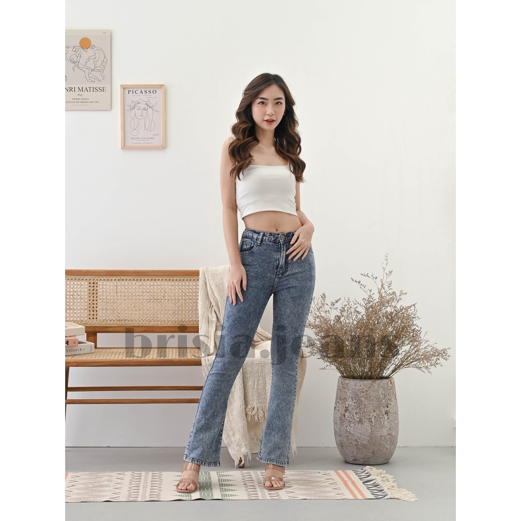 [SIZE 28-38] NA-EUN Highwaist Cutbray Jeans - 4 WARNA