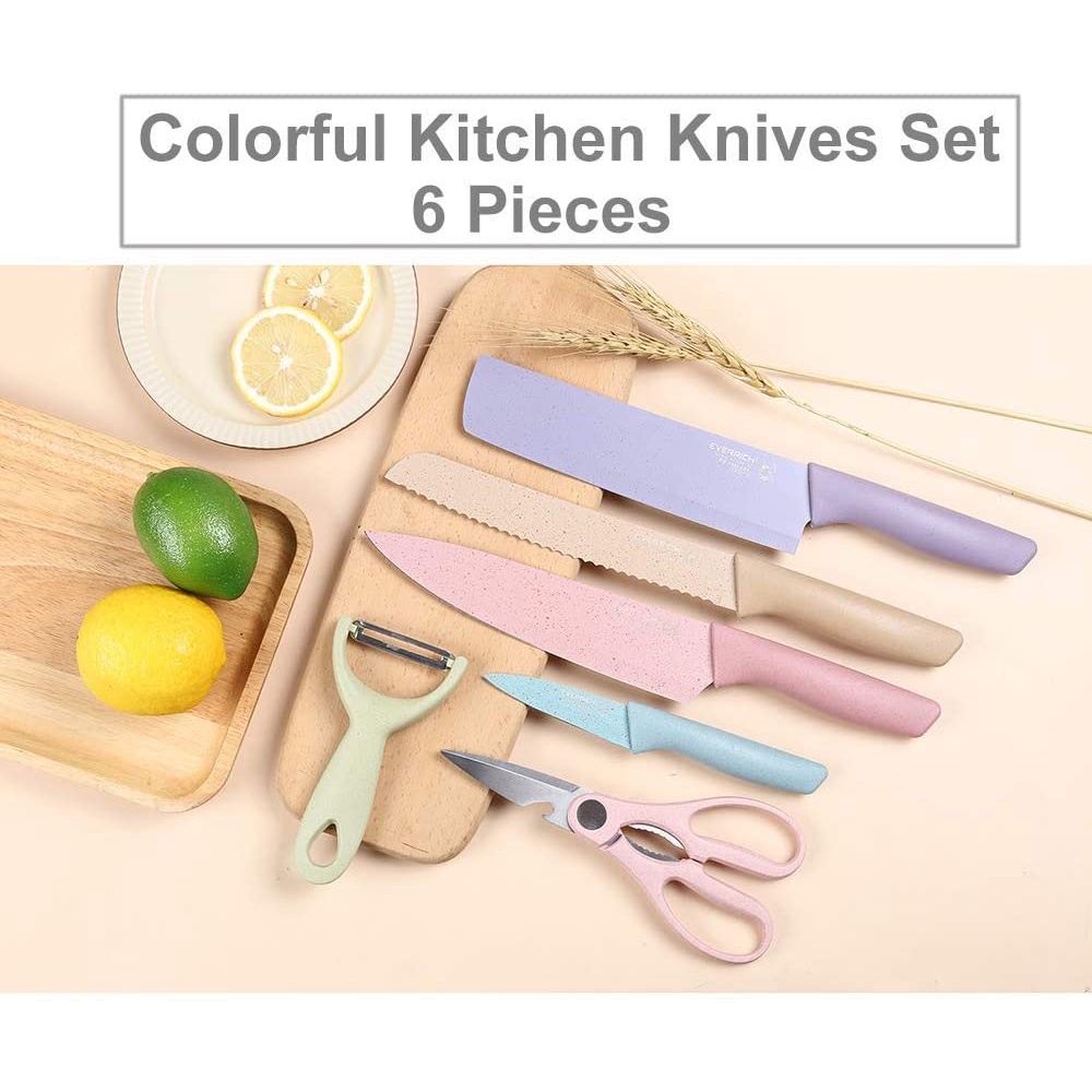 Pisau Set 7 in 1 Stainless Keramik Anti Lengket Dengan Talenan Kitchen Knife Ceramic Everich