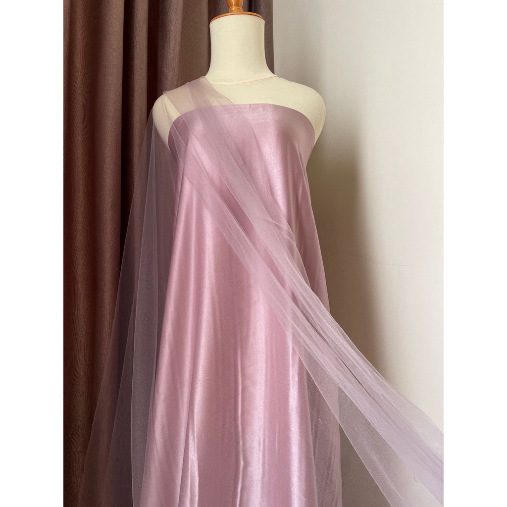 Kain Soft Tile Tulle Halus Polos Warna Soft Lavender Ungu Muda Semi Pink